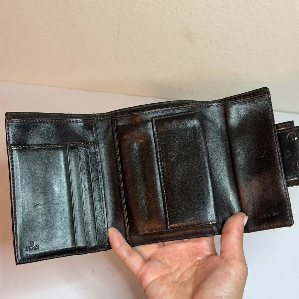 Vintage Fendi Zucca Canvas Compact Wallet